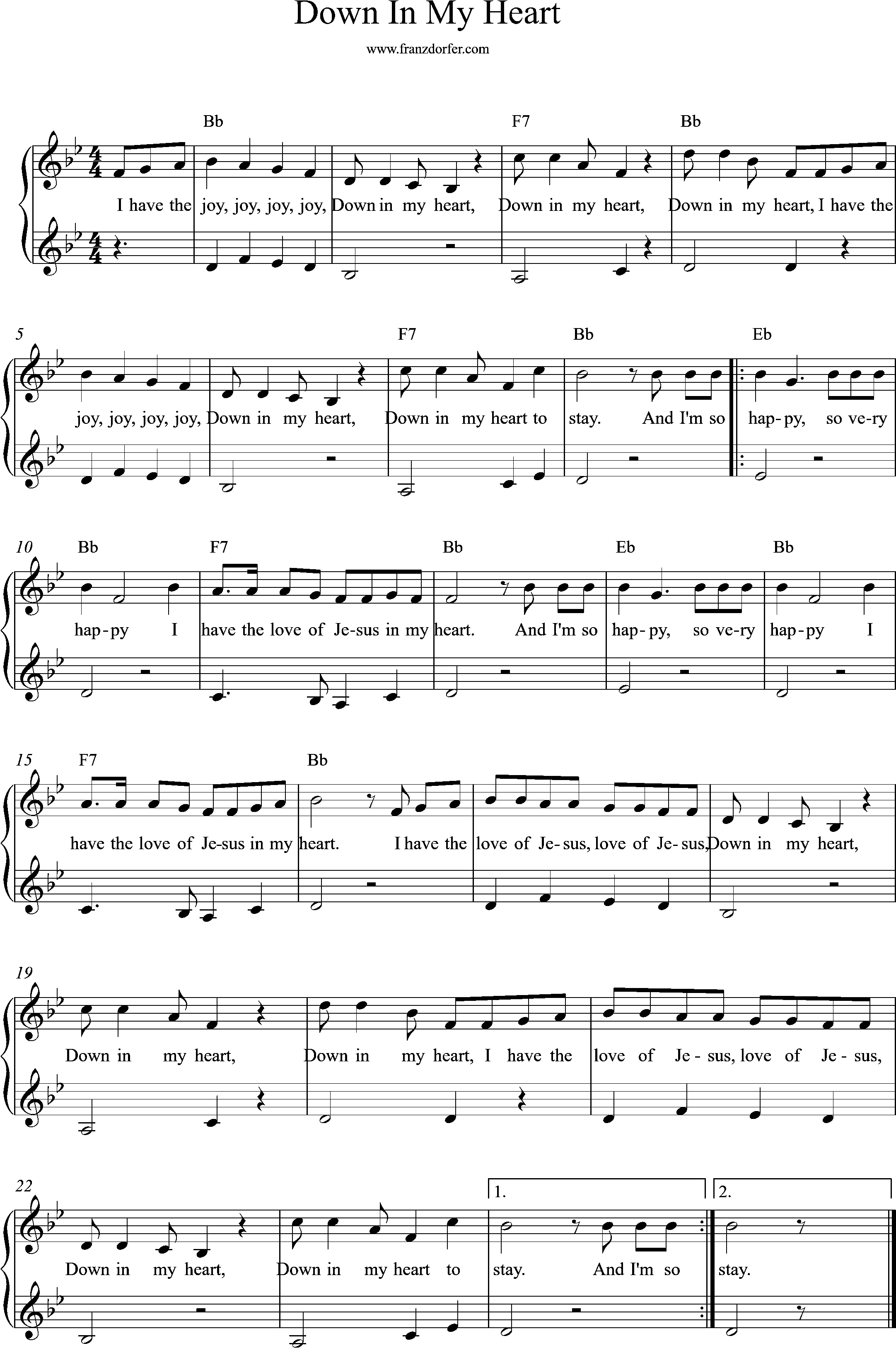 Piano Sheetmusic, Bb-Major